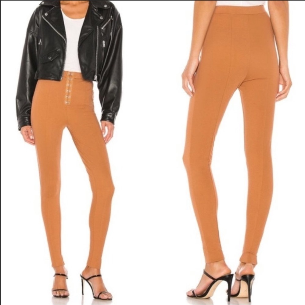 NBD Revolve Cheyenne High Waisted Chestnut Pants/Leggings Hook Front Size Small